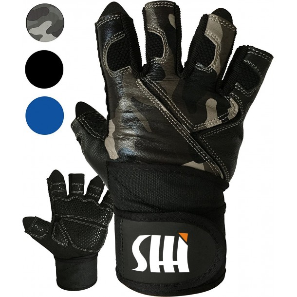 Weightlifting Gloves with over 18-inch Wrist Wrap Support for Workout, Gym and Fitness Training Best for Men and Women(Leather ZED) GG-030